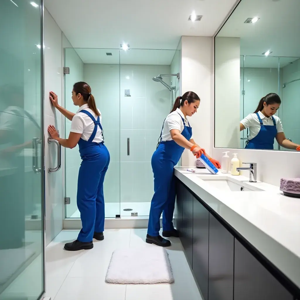 A team member using a steam cleaner on upholstery to refresh a sofa.